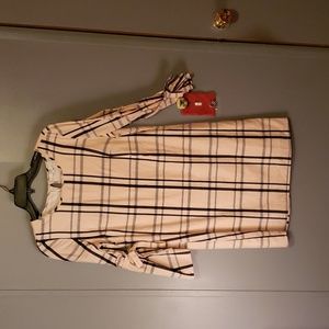 Crown & Ivy Cotton Pink Dress with Blue,Lt Blue, White Geo Patterned